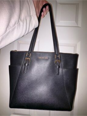 Michael Kors Black Saffiano Tote with Gold Hardware